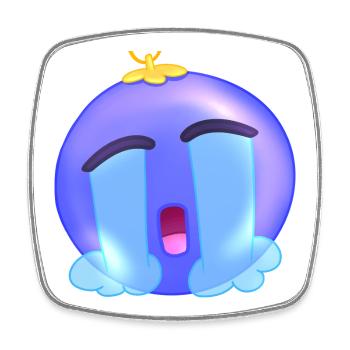 Sad Blue Purple Christmas Ball - Square fridge magnet - white - Front
