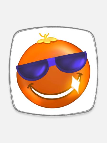 Orange Christmas Ball Sunglasses - Square fridge magnet - white