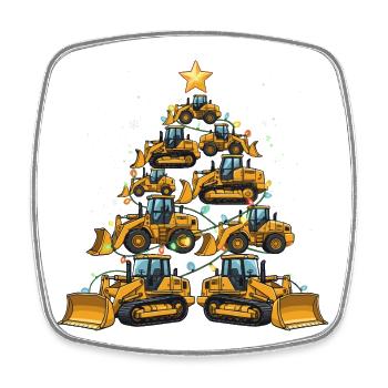 Lustiger Bulldozer Weihnachtsbaum Geschenk  - Viereckiger Kühlschrankmagnet - Weiß - Vorne