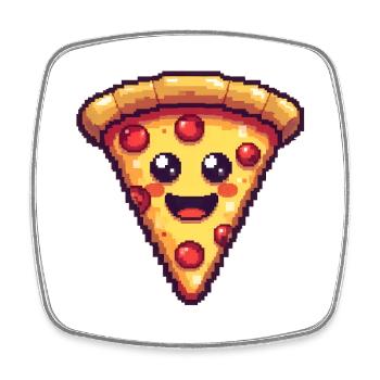 Pixelpizza Lächelnde Scheibe - Viereckiger Kühlschrankmagnet - Weiß - Vorne