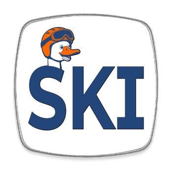 Wintersport Gans Skifahren Ski - Viereckiger Kühlschrankmagnet - Weiß - Vorne