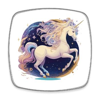 Pastel Unicorn Galaxy - Square fridge magnet - white - Front