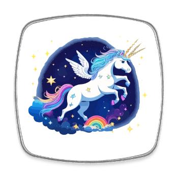 Pastel unicorn with wings in the starry sky - Square fridge magnet - white - Front