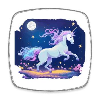 Moonlit Night Unicorn in Starland - Square fridge magnet - white - Front