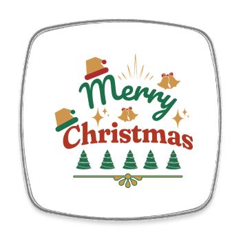Fröhliche Weihnachten Retro-Print - Viereckiger Kühlschrankmagnet - Weiß - Vorne