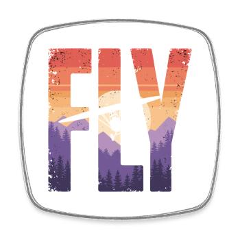 Flight into the sunset - Square fridge magnet - white - Front