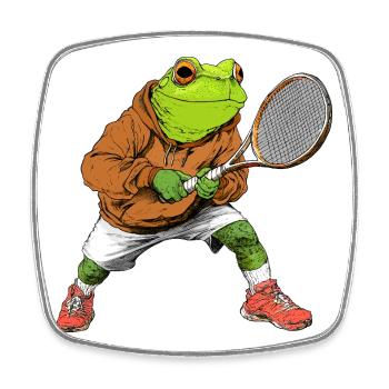 Frösche Tennis - Viereckiger Kühlschrankmagnet - Weiß - Vorne
