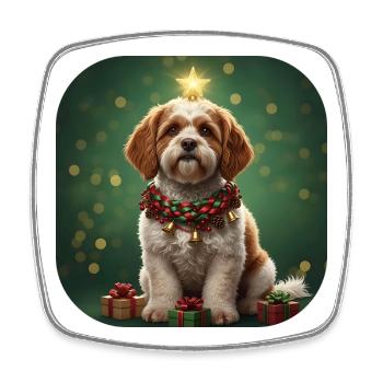 Sternenklare Weihnachten Spinone-Welpe mit Glocke - Viereckiger Kühlschrankmagnet - Weiß - Vorne