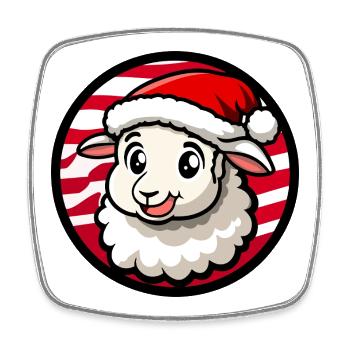 Moutons au chapeau du Père Noël - Magnet carré - blanc - Devant