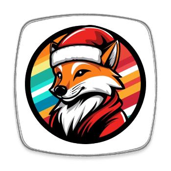 Fuchs im Santa-Look mit Regenbogen - Viereckiger Kühlschrankmagnet - Weiß - Vorne