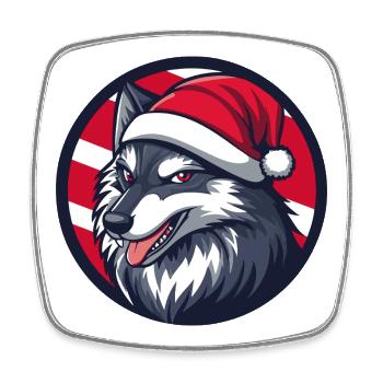 Winterwolf mit Santa Hut - Viereckiger Kühlschrankmagnet - Weiß - Vorne