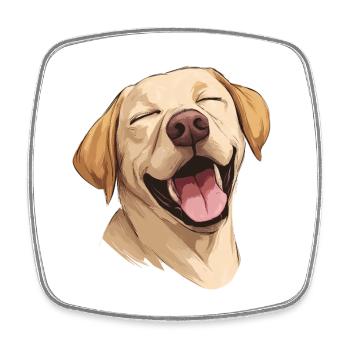 Labrador heureux – Chien drôle avec le sourire - Magnet carré - blanc - Devant