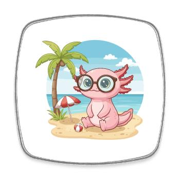 Mignon Axolotl avec des lunettes vacances d’été sur la plage - Magnet carré - blanc - Devant
