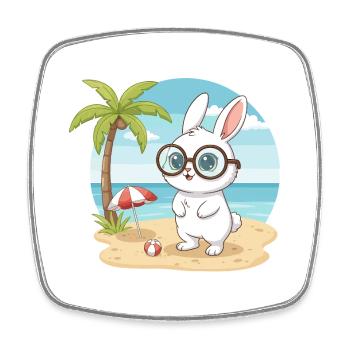 Vacances d’été sur la plage de Mignon avec des lunettes - Magnet carré - blanc - Devant
