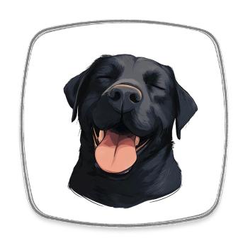 Happy Black Labrador - Dog with Smile - Square fridge magnet - white - Front