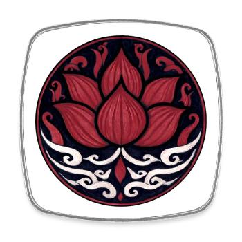 Fleur de Lotus Rouge – Conception d’Ornement Spirituel - Magnet carré - blanc - Devant