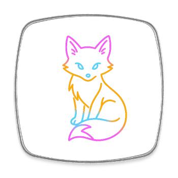 Neon Fox Outline - Square fridge magnet - white - Front