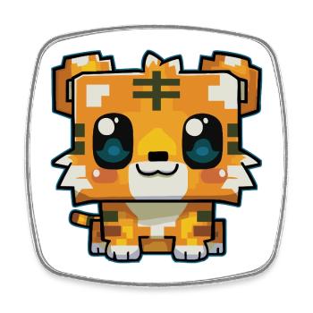 Niedlicher Pixel Tiger Kawaii - Viereckiger Kühlschrankmagnet - Weiß - Vorne