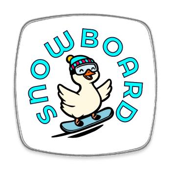 Winter Sport Kids Snowboard Chicken - Viereckiger Kühlschrankmagnet - Weiß - Vorne