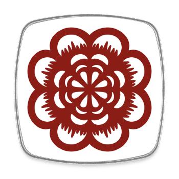 Floral Chinese Paper Cutting - Square fridge magnet - white - Front
