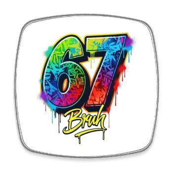 6 7 Meme – Graffiti Bruh Edition - Viereckiger Kühlschrankmagnet - Weiß - Vorne