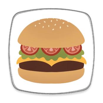 Classic Burger Flat Art - Square fridge magnet - white - Front