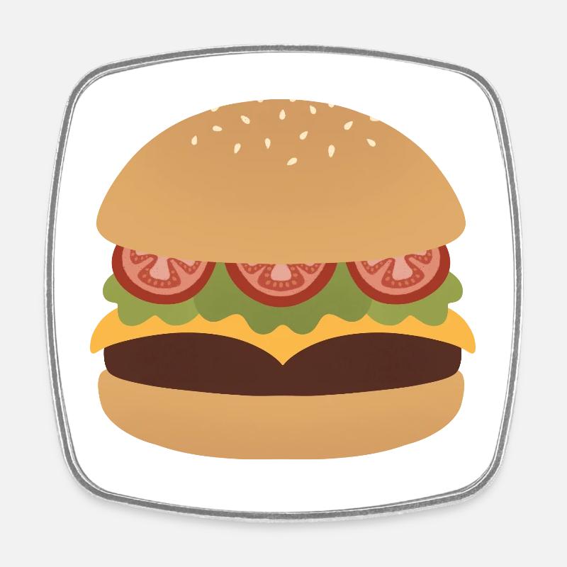 Art classique de Burger Flat - Magnet carré - blanc