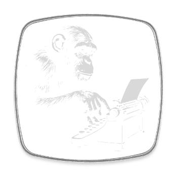 Chimp Typist Retro Print - Square fridge magnet - white - Front