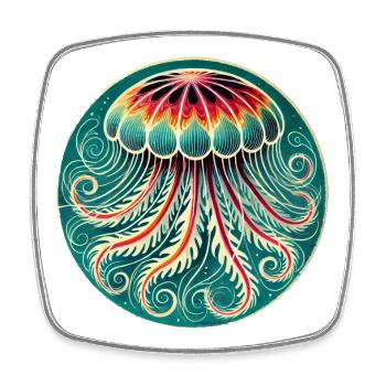 Vibrant Jellyfish Mandala - Square fridge magnet - white - Front
