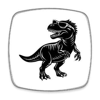 Tyrannosaurus mit Sonnenbrille - Viereckiger Kühlschrankmagnet - Weiß - Vorne