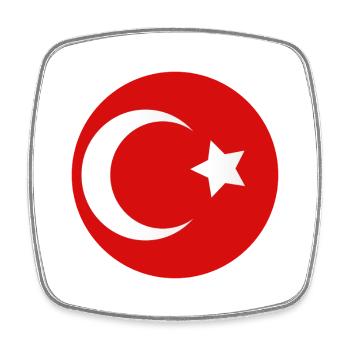 Turkish flag in the shape of a circle - Square fridge magnet - white - Front
