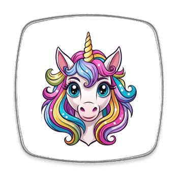 Unicorn face - Square fridge magnet - white - Front