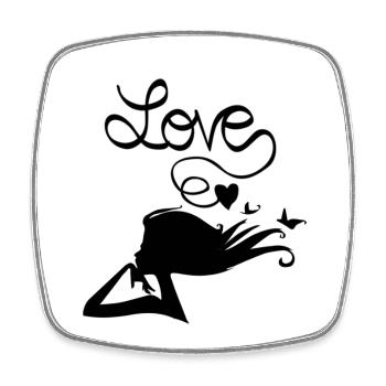 Love is a heart - Square fridge magnet - white - Front