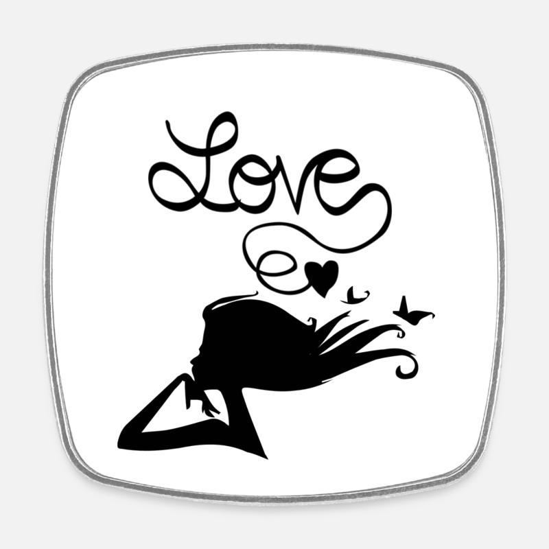 Love is a heart - Magnet carré - blanc