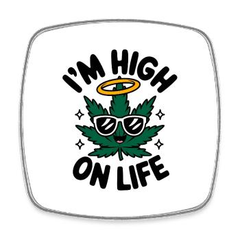 Ich bin high von Life – lustige Cannabis-Memes - Viereckiger Kühlschrankmagnet - Weiß - Vorne