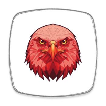 Red Eagle Lowpoly Portrait - Square fridge magnet - white - Front