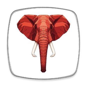Red Geometric Elephant Head - Square fridge magnet - white - Front