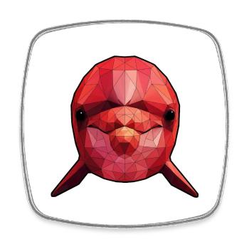 Roter Polygonfisch Geometrische Kunst - Viereckiger Kühlschrankmagnet - Weiß - Vorne
