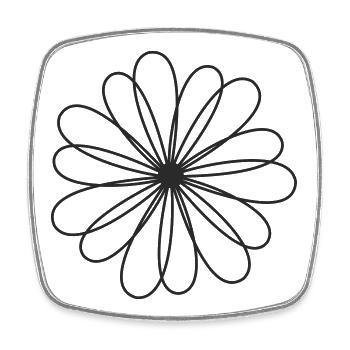 Fleur – Motif floral abstrait - Magnet carré - blanc - Devant