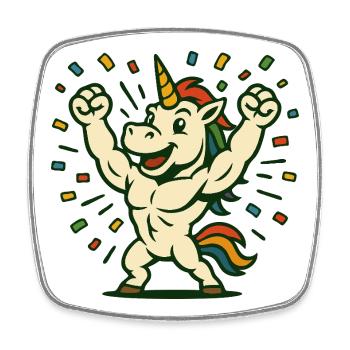 Feier starker Einhorn-Flexing-Partykunst - Viereckiger Kühlschrankmagnet - Weiß - Vorne