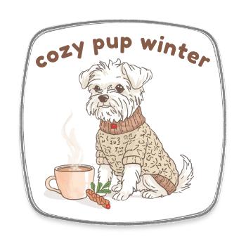 Cozy Pup Winter süßer Hund Design - Viereckiger Kühlschrankmagnet - Weiß - Vorne