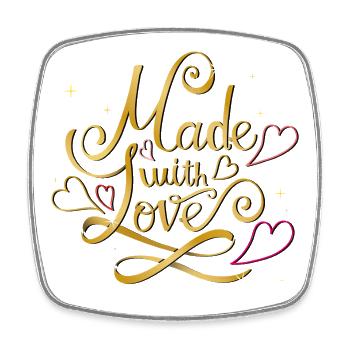 Made with Love  - Viereckiger Kühlschrankmagnet - Weiß - Vorne
