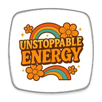 Unstoppable Energy Retro Rainbow - Viereckiger Kühlschrankmagnet - Weiß - Vorne