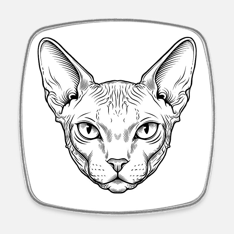 Sphynx Katze - Viereckiger Kühlschrankmagnet - Weiß