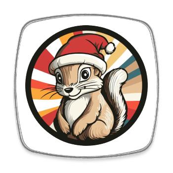 Winterliches Eichhörnchen mit Santa Hut - Viereckiger Kühlschrankmagnet - Weiß - Vorne