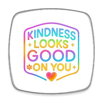 Kindness Neon Looks Good On You - Square fridge magnet - white - Front