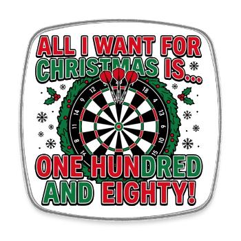 Darts Christmas, 180 onehundred eighty - Square fridge magnet - white - Front