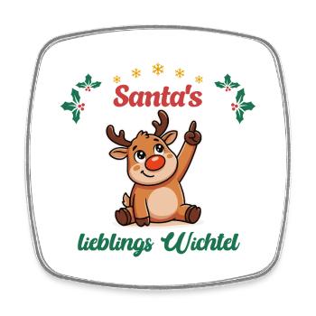 Santas Lieblingswichtel - Süßes Rentier Baby Kind - Viereckiger Kühlschrankmagnet - Weiß - Vorne