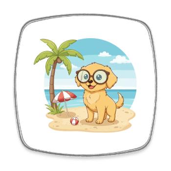 Vacances d’été sur la plage avec des lunettes - Magnet carré - blanc - Devant
