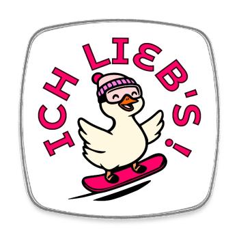 Skiing Love Goose Winter - Square fridge magnet - white - Front